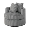 Tamara Round Swivel Chair w 2 Back Cushions | Gray Corduroy Fabric BM341120