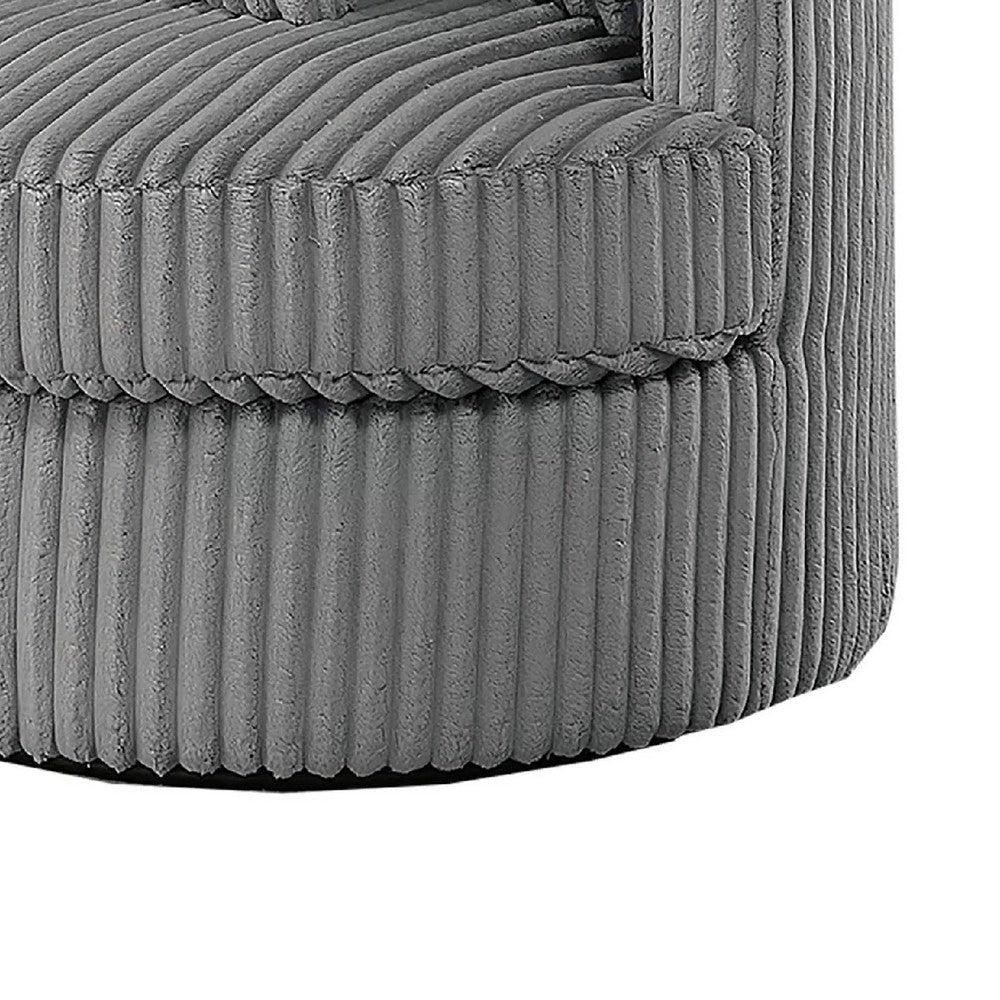 Tamara Round Swivel Chair w 2 Back Cushions | Gray Corduroy Fabric BM341120