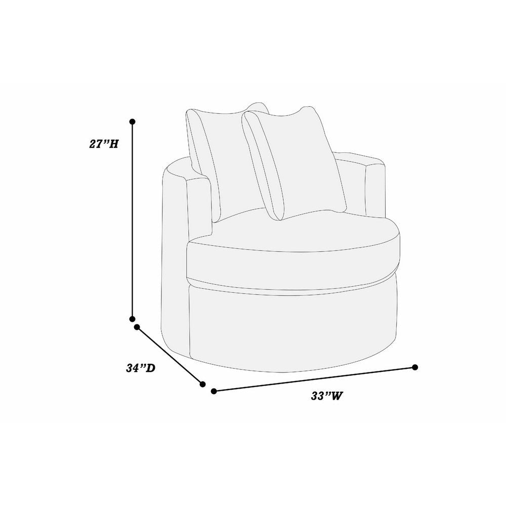 Tamara Round Swivel Chair w 2 Back Cushions | Gray Corduroy Fabric BM341120