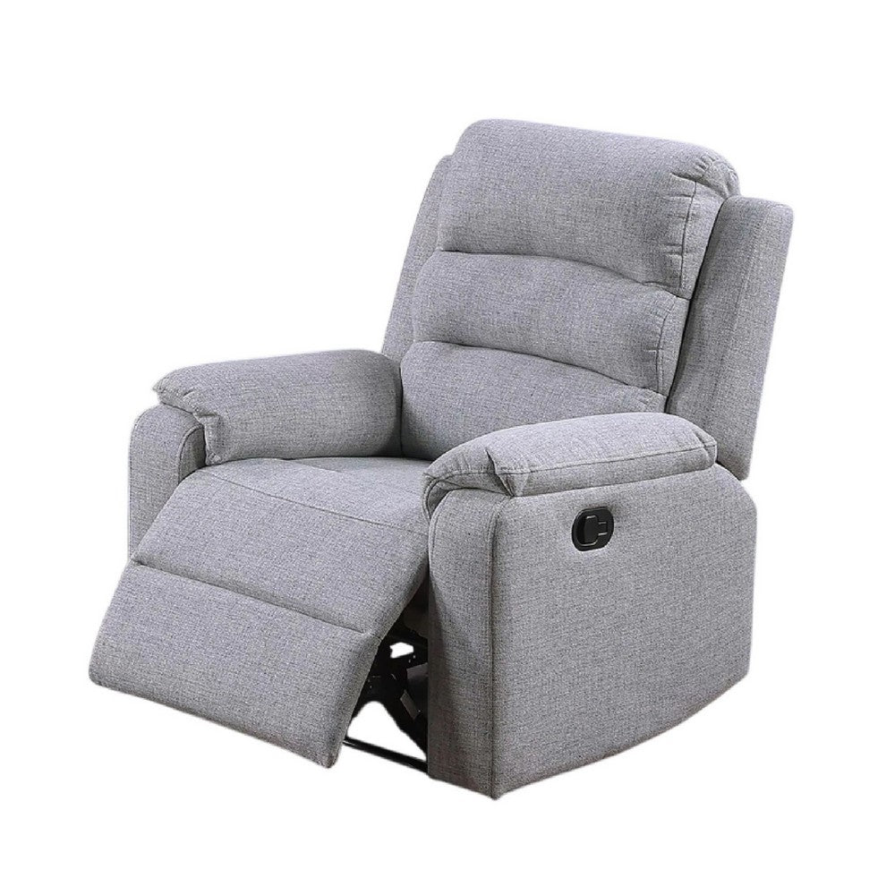 Sonia Manual Recliner Chair | Bone White Channel-Tufted Burlap