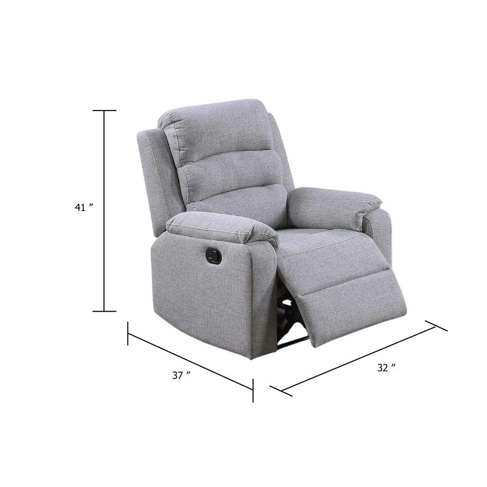 Sonia Manual Recliner Chair | Bone White Channel-Tufted Burlap BM341121