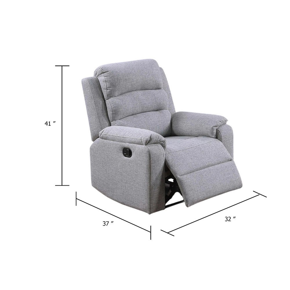 Sonia Manual Recliner Chair | Bone White Channel-Tufted Burlap
