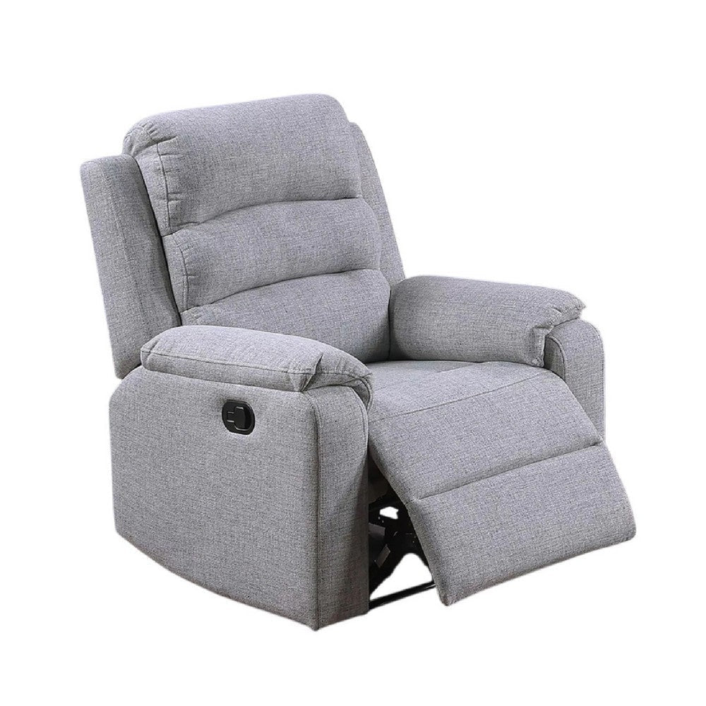 Sonia Manual Recliner Chair | Bone White Channel-Tufted Burlap