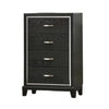 Lyla Tall Dresser Chest | Glam Silver Trim | 4 Drawer | Black Wood BM341122