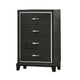 Lyla Tall Dresser Chest | Glam Silver Trim | 4 Drawer | Black Wood BM341122