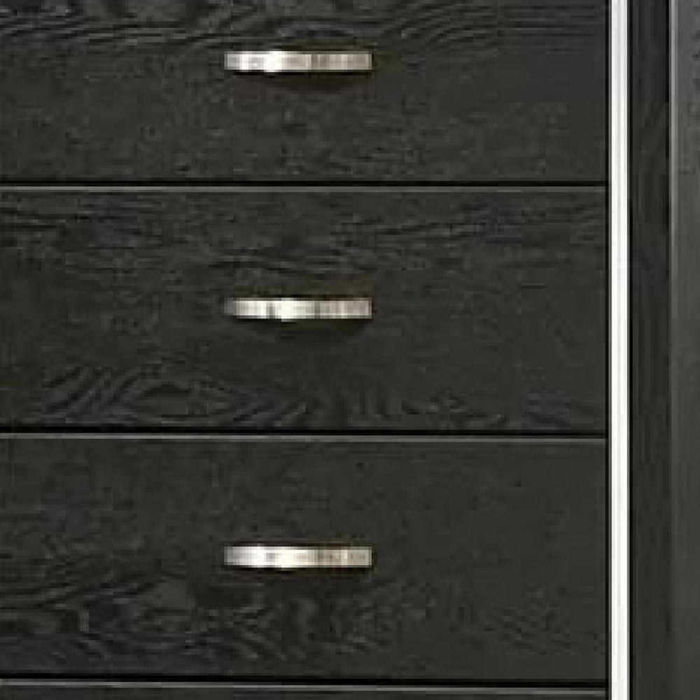 Lyla Tall Dresser Chest | Glam Silver Trim | 4 Drawer | Black Wood BM341122