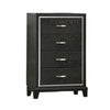 Lyla Tall Dresser Chest | Glam Silver Trim | 4 Drawer | Black Wood