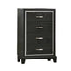 Lyla Tall Dresser Chest | Glam Silver Trim | 4 Drawer | Black Wood