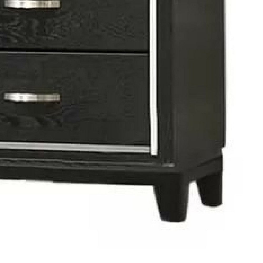 Lyla Tall Dresser Chest | Glam Silver Trim | 4 Drawer | Black Wood BM341122