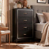 Lyla Tall Dresser Chest | Glam Silver Trim | 4 Drawer | Black Wood