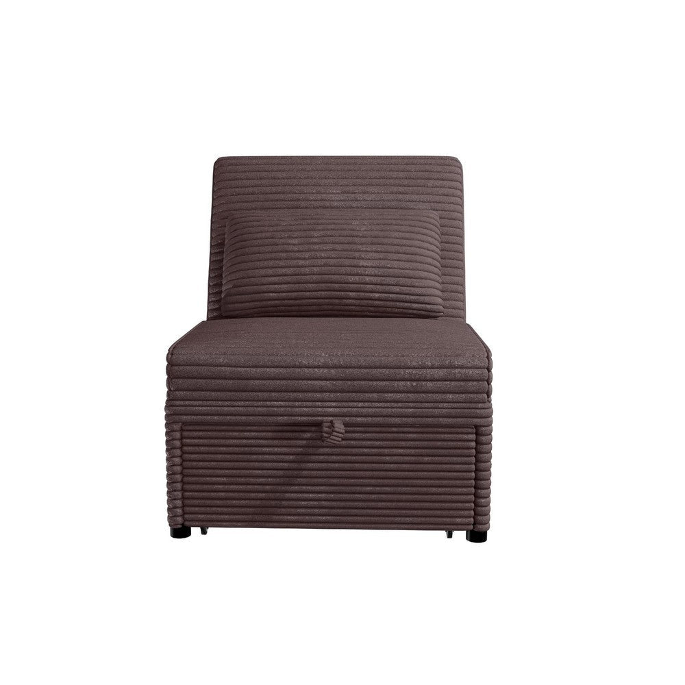 Danyl Convertible Sofa w Pull-Out Bed | Brown Channel Tufted Corduroy BM341123