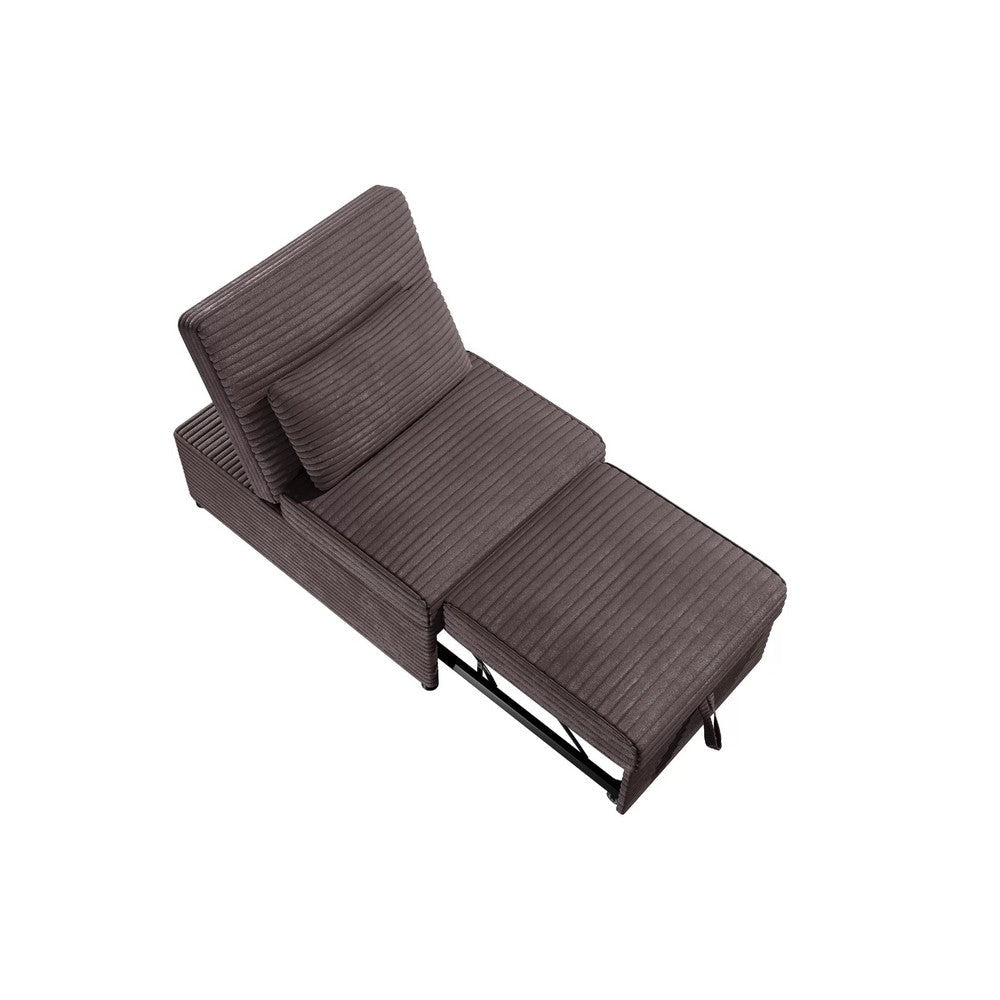 Danyl Convertible Sofa w Pull-Out Bed | Brown Channel Tufted Corduroy BM341123
