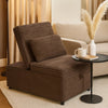 Danyl Convertible Sofa w Pull-Out Bed | Brown Channel Tufted Corduroy