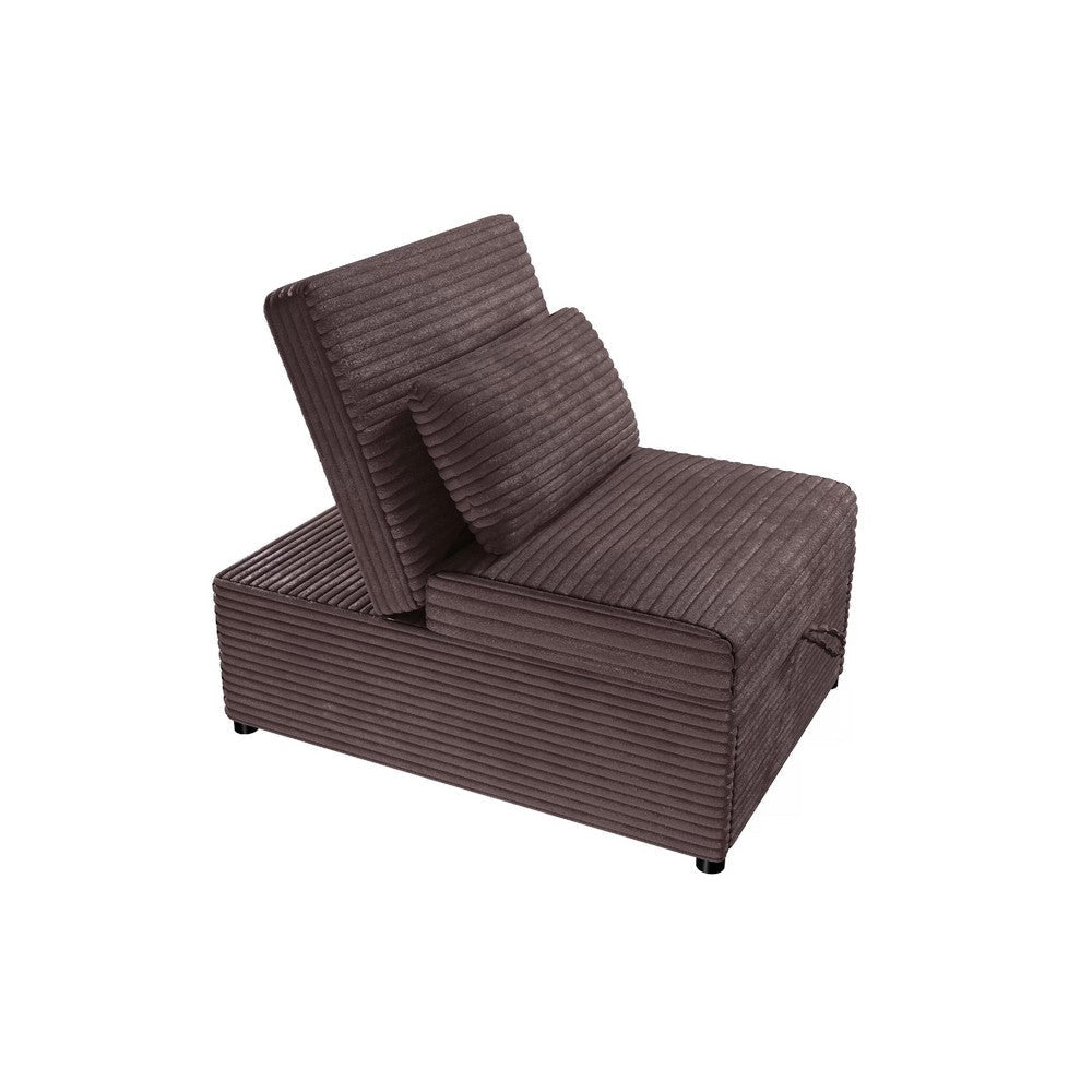 Danyl Convertible Sofa w Pull-Out Bed | Brown Channel Tufted Corduroy