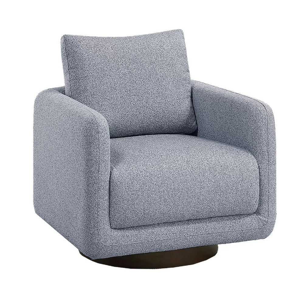 Wade Swivel Armchair w 360 Rotation & Square Frame | Gray Boucle