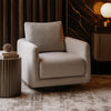Wade Swivel Armchair w 360 Rotation | Square Frame | Beige Boucle
