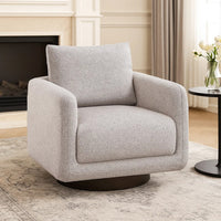 Wade Swivel Armchair w 360 Rotation | Square Frame | Beige Boucle