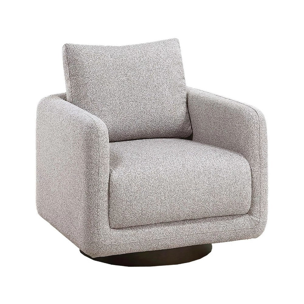 Wade Swivel Armchair w 360 Rotation | Square Frame | Beige Boucle