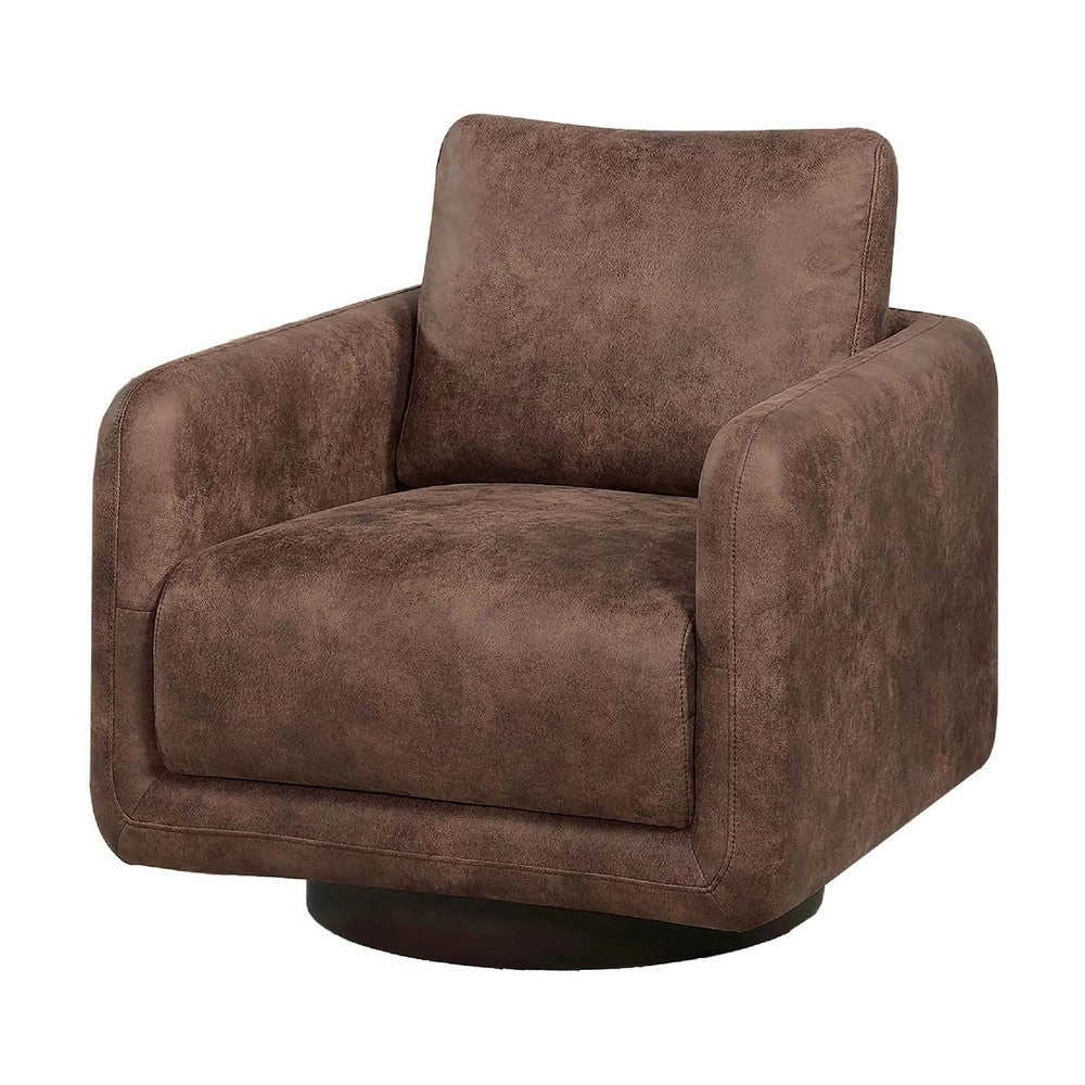 Wade Swivel Armchair | Square Frame | Walnut Brown Faux Leather BM341126