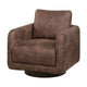 Wade Swivel Armchair | Square Frame | Walnut Brown Faux Leather BM341126