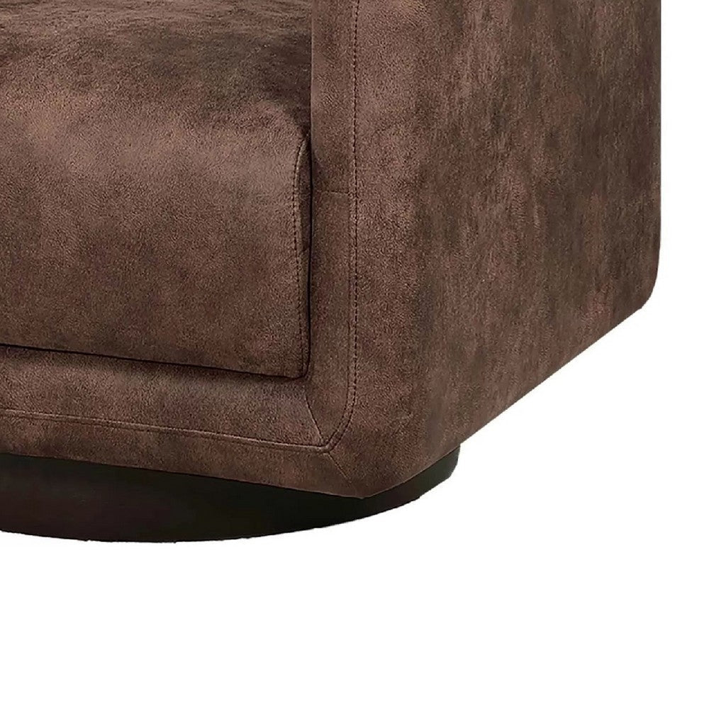Wade Swivel Armchair | Square Frame | Walnut Brown Faux Leather BM341126