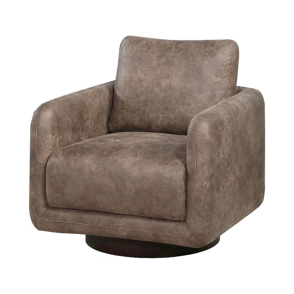 Wade Swivel Armchair | Square Frame | Auburn Red Faux Leather BM341127
