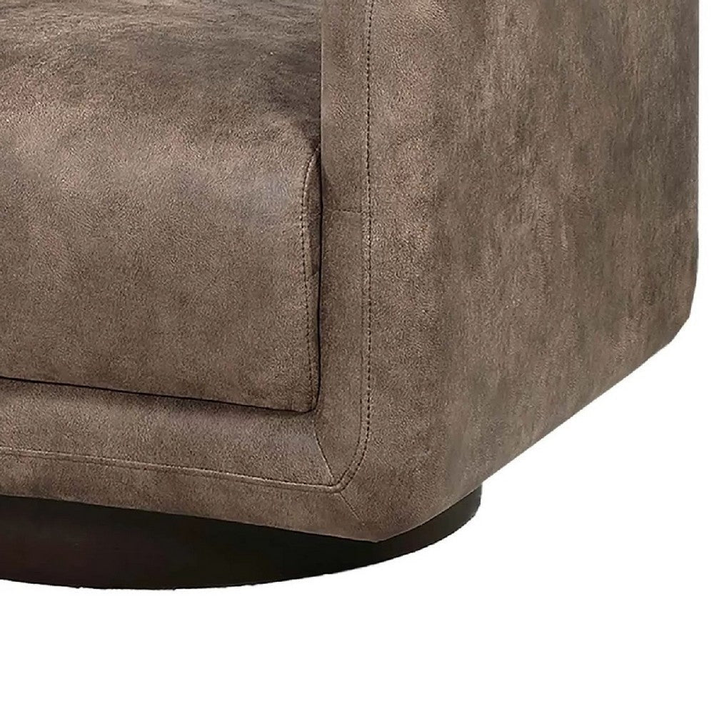 Wade Swivel Armchair | Square Frame | Auburn Red Faux Leather BM341127
