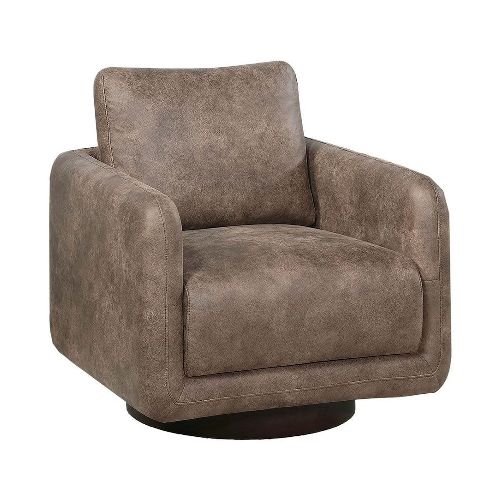 Wade Swivel Armchair | Square Frame | Auburn Red Faux Leather