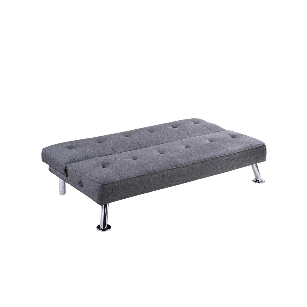 Milana Convertible Sofa Bed | USB Port | Blue Gray Fabric | 66’’ BM341129