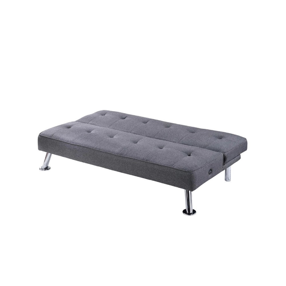 Milana Convertible Sofa Bed | USB Port | Blue Gray Fabric | 66"