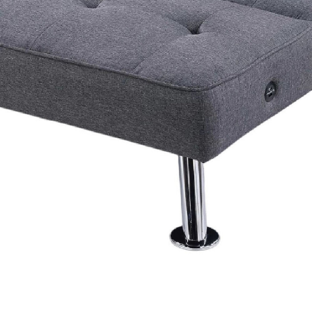 Milana Convertible Sofa Bed | USB Port | Blue Gray Fabric | 66’’ BM341129