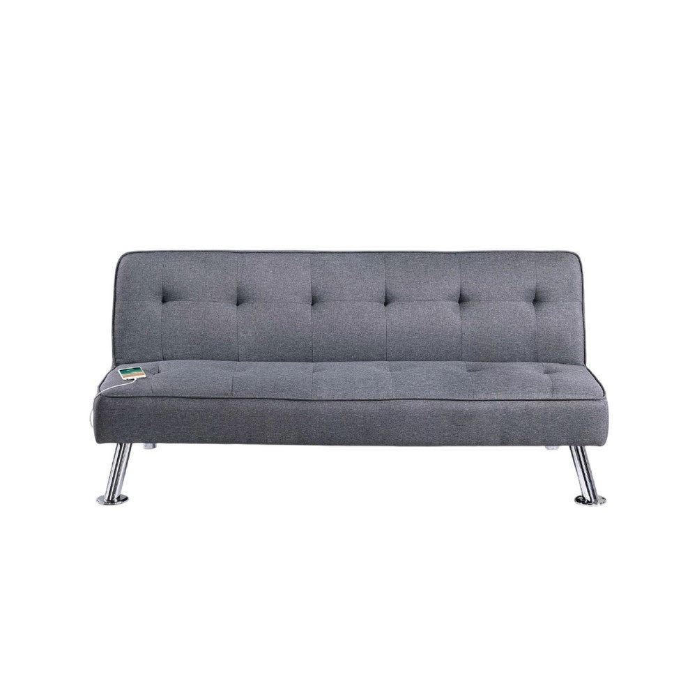 Milana Convertible Sofa Bed | USB Port | Blue Gray Fabric | 66"