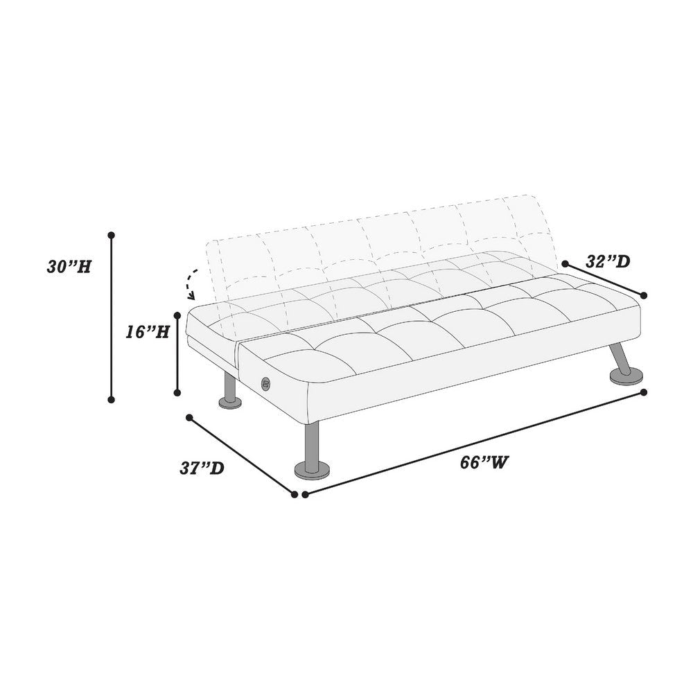 Milana Convertible Sofa Bed | USB Port | Blue Gray Fabric | 66’’ BM341129