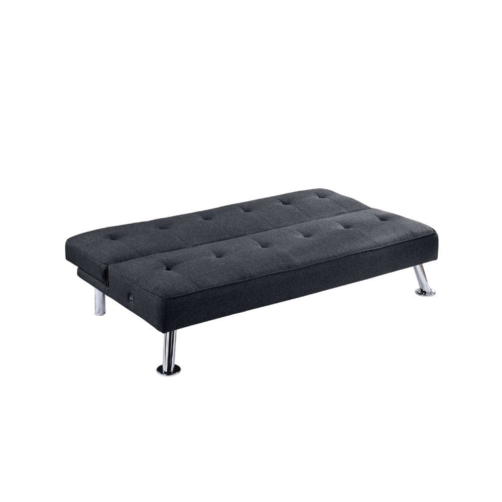 Milana Convertible Sofa Bed | USB Port | Black Fabric | 66’’ BM341130