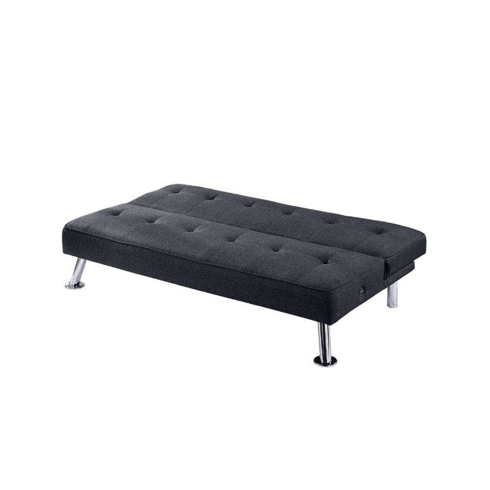 Milana Convertible Sofa Bed | USB Port | Black Fabric | 66’’ BM341130