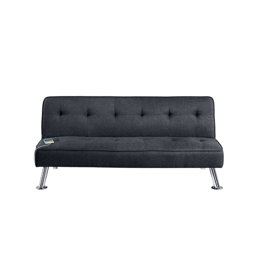 Milana Convertible Sofa Bed | USB Port | Black Fabric | 66"