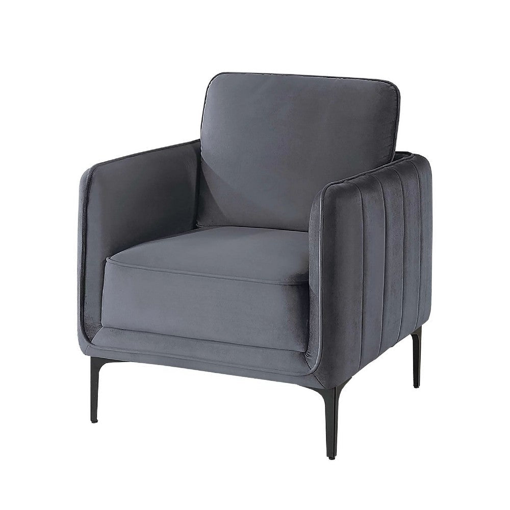 Reniz Accent Club Chair | Gray Velvet | Foam Cushions | Metal Legs BM341131
