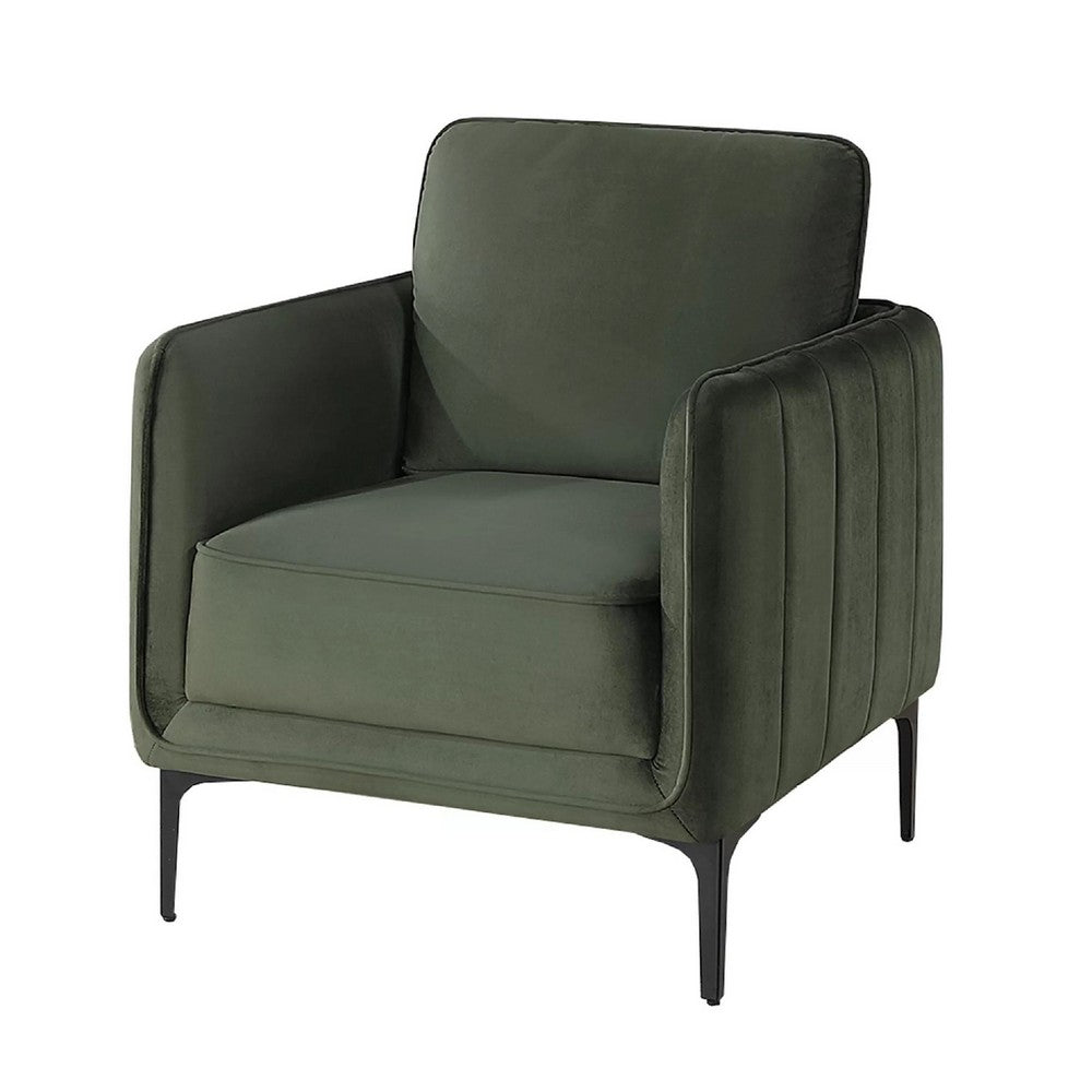 Reniz Accent Club Chair | Dark Green Velvet | Foam Cushions | Metal Legs