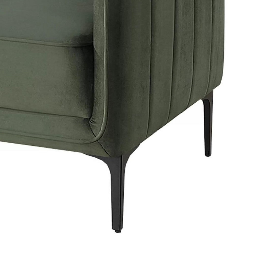 Reniz Accent Club Chair | Dark Green Velvet | Foam Cushions | Metal Legs