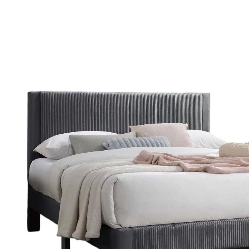Daisy Full Bed w Drawer | Dark Gray Corduroy Upholstery | Foam Headboard BM341133