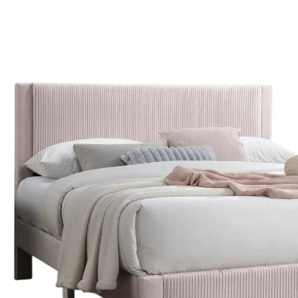 Daisy Full Bed w Drawer | Light Pink Corduroy Upholstery | Foam Headboard BM341134