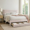 Daisy Full Bed w Drawer | Light Pink Corduroy Upholstery | Foam Headboard