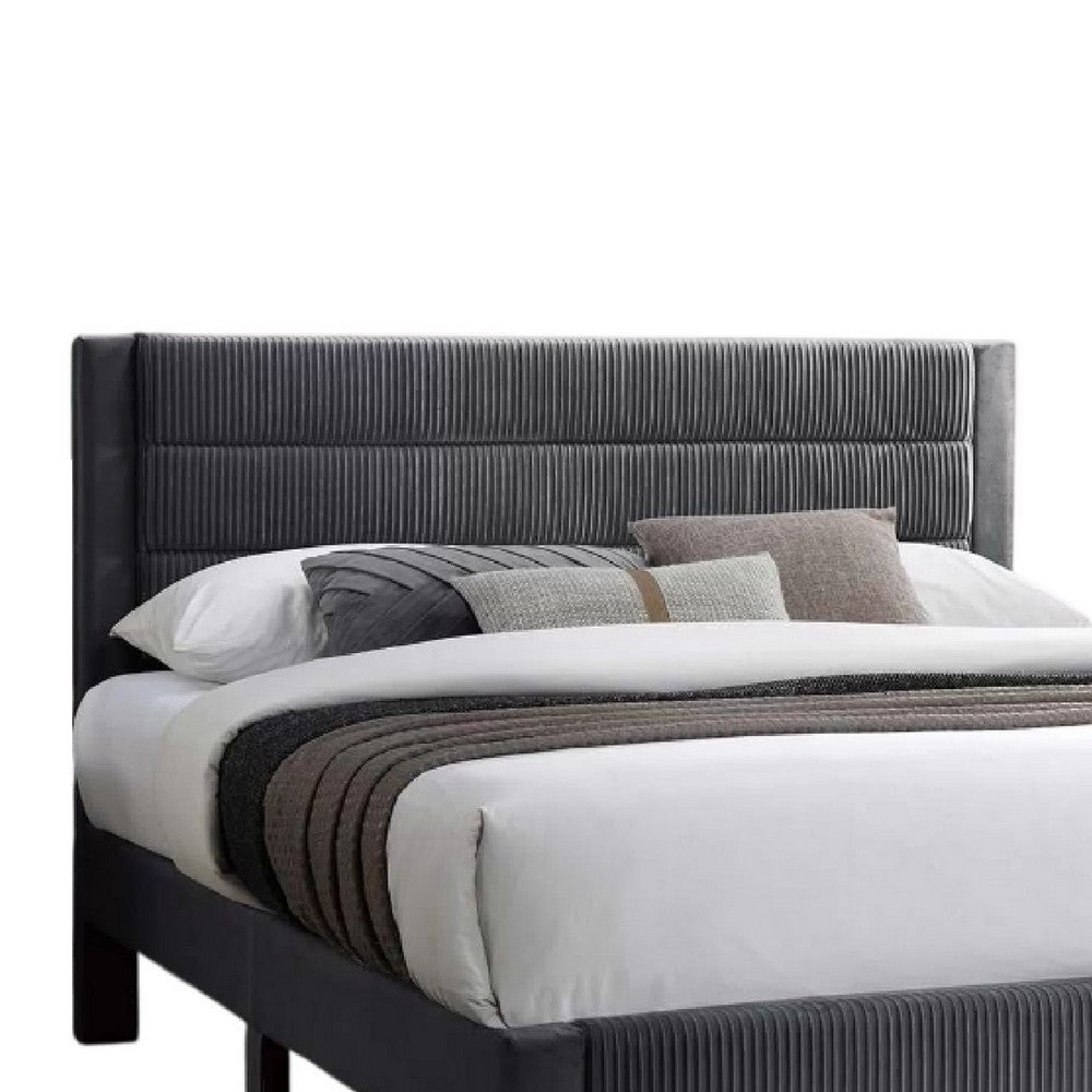 Daisy Full Bed w Drawer | Charcoal Gray Corduroy Upholstery | Foam BM341135