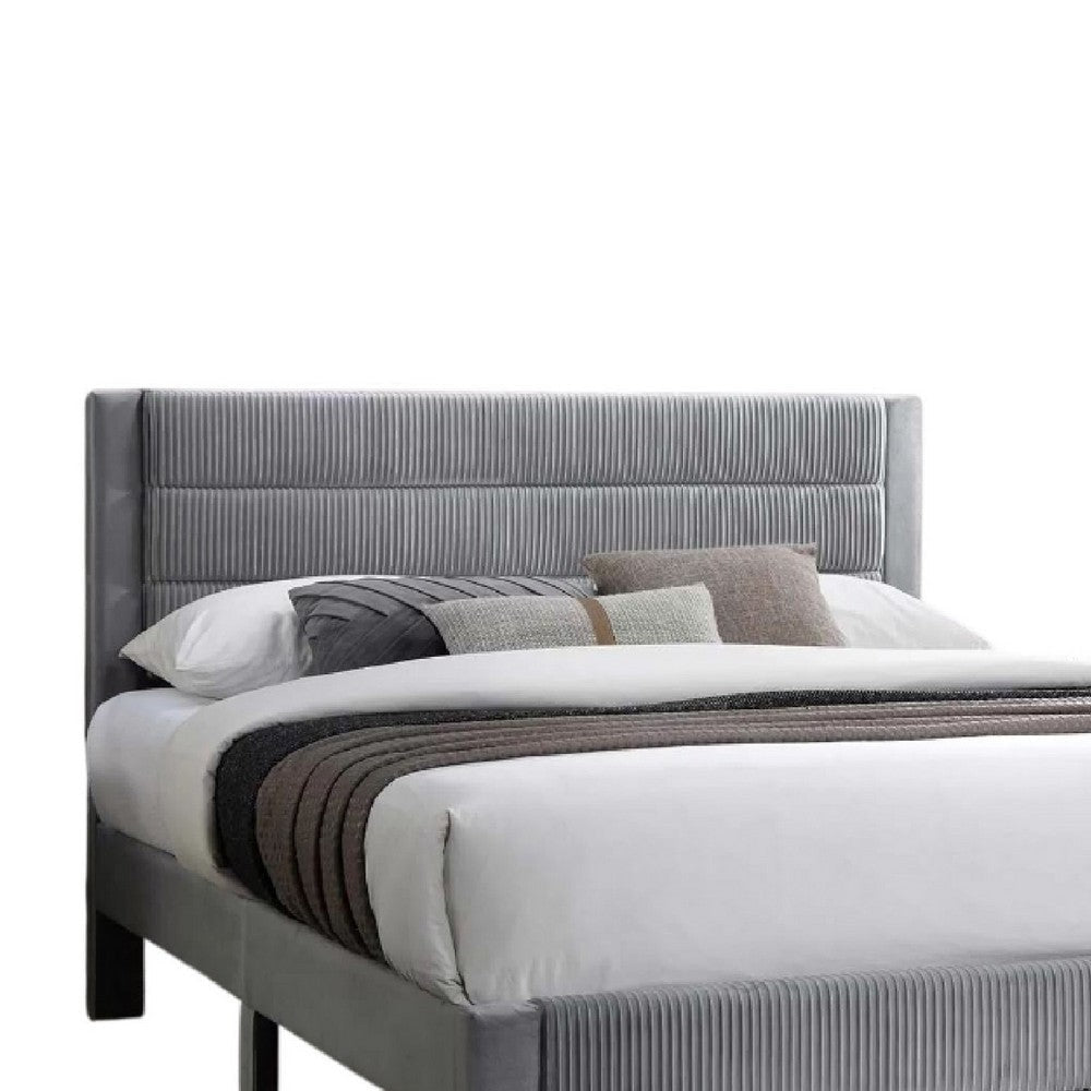 Daisy Full Bed w Drawer | Light Gray Corduroy Upholstery | Foam Headboard BM341136