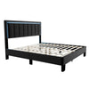 Jiana Full Bed | Charcoal Gray Wool Upholstery | LED Headboard