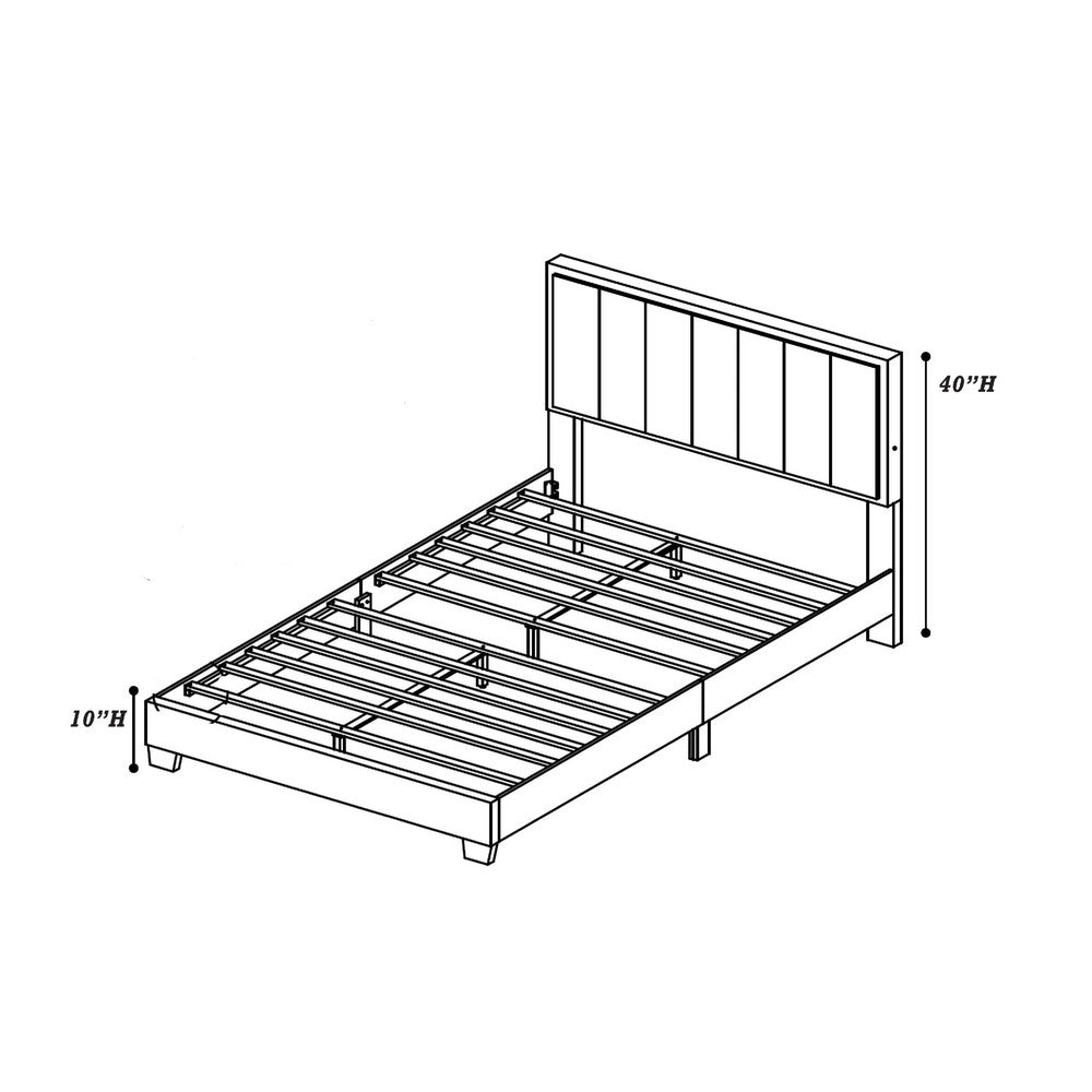 Jiana Full Bed | Light Gray Wool Upholstery | LED Headboard