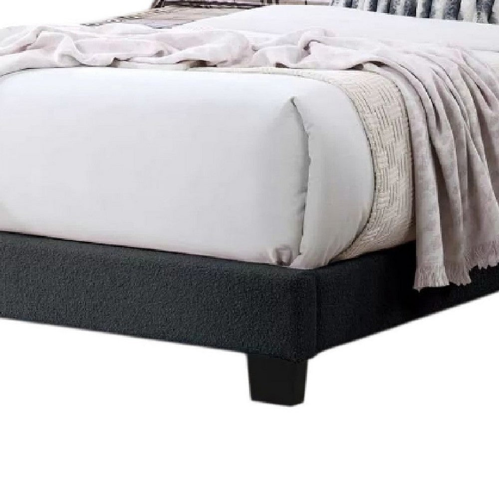 Roxy Twin Bed | Charcoal Gray Wool | LED Lighting | Padded Headboard BM341139