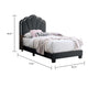 Roxy Twin Bed | Charcoal Gray Wool | LED Lighting | Padded Headboard BM341139