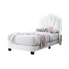 Roxy Twin Bed | White Wool Upholstery | LED Lighting | Padded Headboard