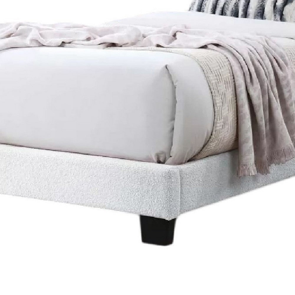 Roxy Twin Bed | White Wool Upholstery | LED Lighting | Padded Headboard BM341140